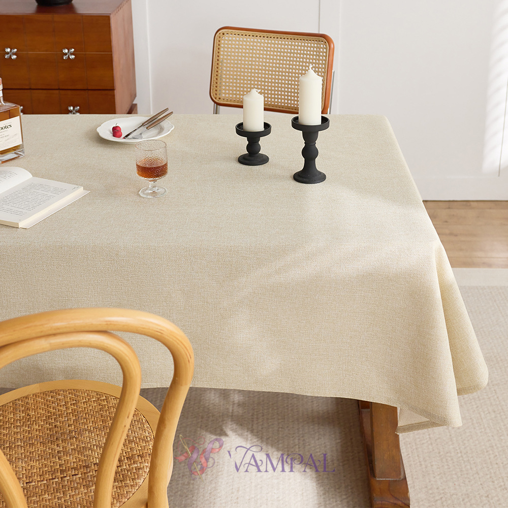 cotton Linen Style Solid Color Rectangular Tablecloth