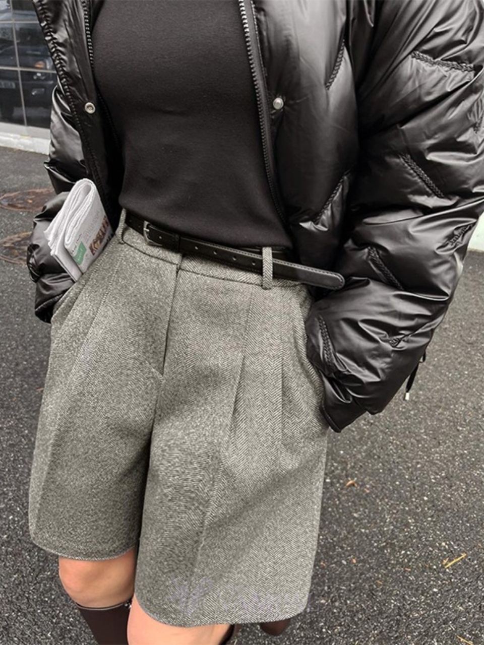 High-Waist A-Line Woolen Shorts For Women