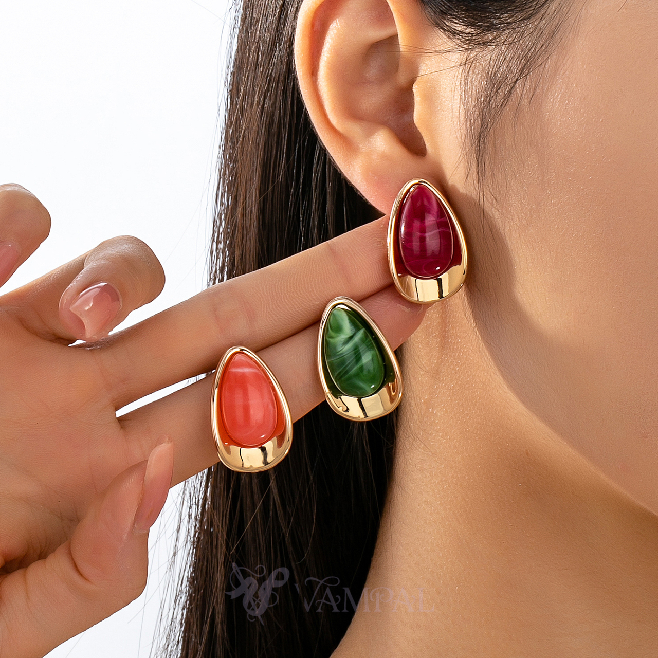 Minimalist Colorful Acrylic Teardrop Stud Earrings For Women