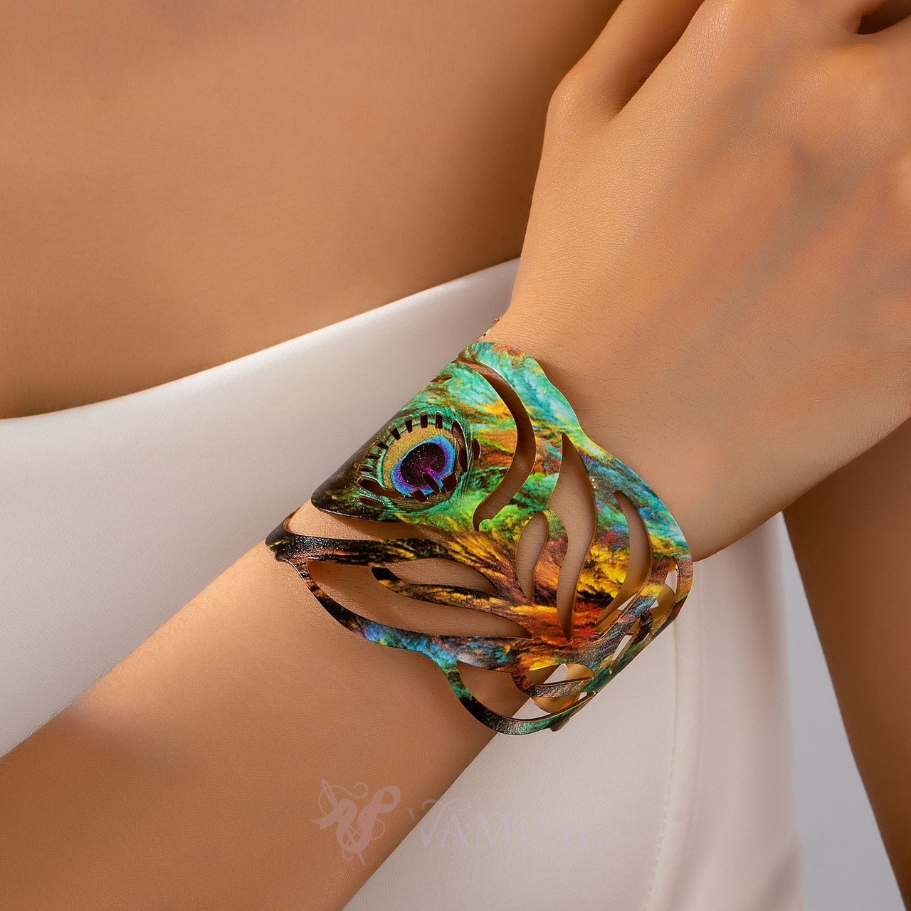 YLC-SL-2053 colorful bracelet Peacock Print Bracelet For Women - Creative Street Party Jewelry