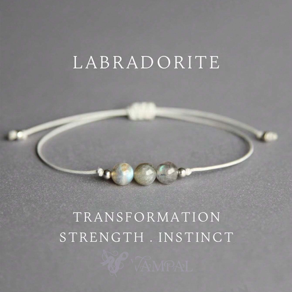 Armband aus natürlichem Mondstein mit gewebter Kordel für Damen