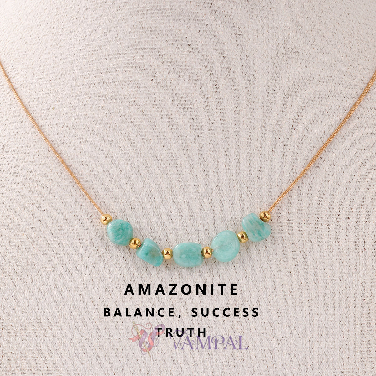 Natürliches Amazonit-blaues gewebtes verstellbares Halsband für Damen