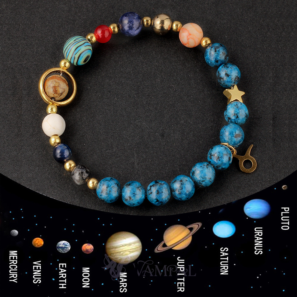 Zwölf Sternzeichen Naturstein-Perlenarmband für Damen