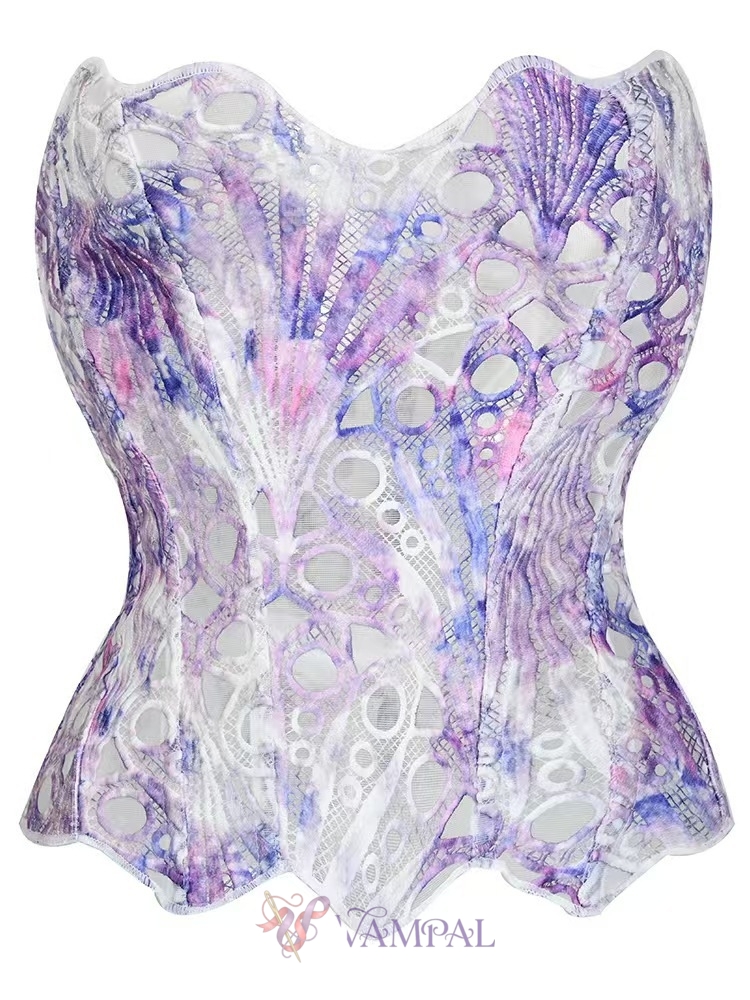 Court Corset Mesh Breathable Shapewear Top Hollow Lace Bustier