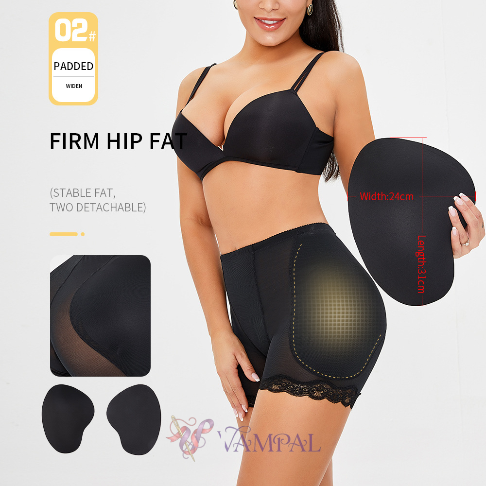 Black Plus Size Low-Rise Hip Padded Enhancer Panty