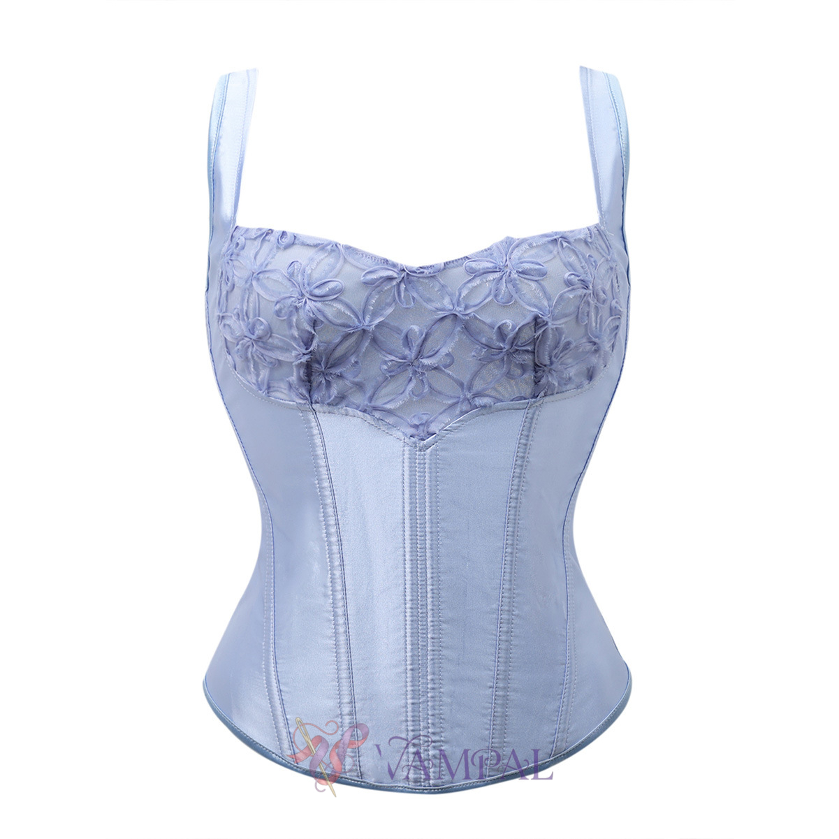 Blue Corset Fishbone Court Shapewear With Cups Bustier