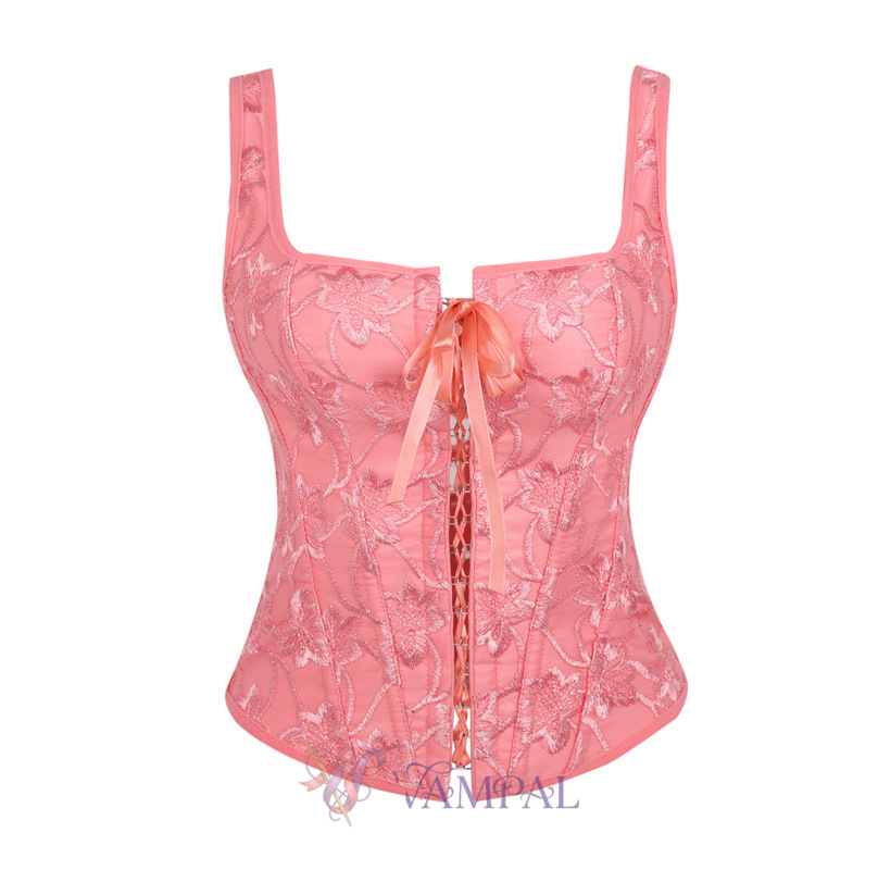 Court Style Fishbone Corset Waist Trainer Jacquard Bustier Top