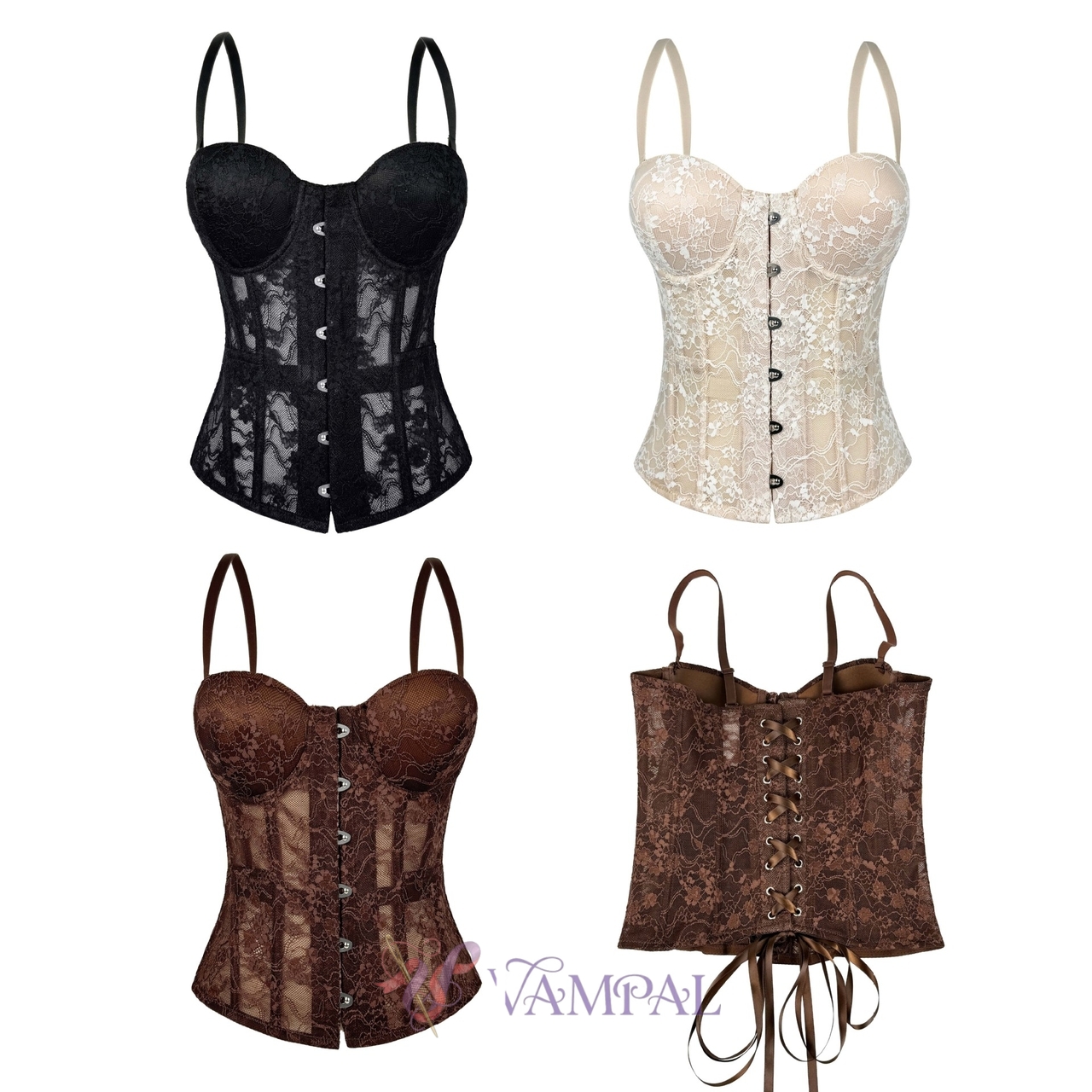 Lace Embroidered Corset Slimming Fitted Cami Top