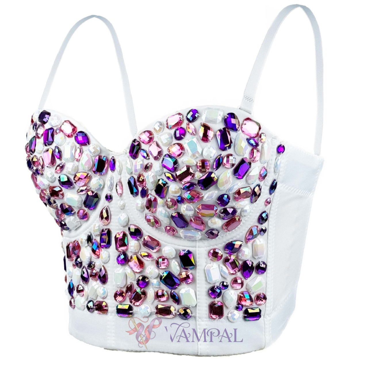 Colorful Acrylic Halter Body-Shaping Fishbone Tube Top