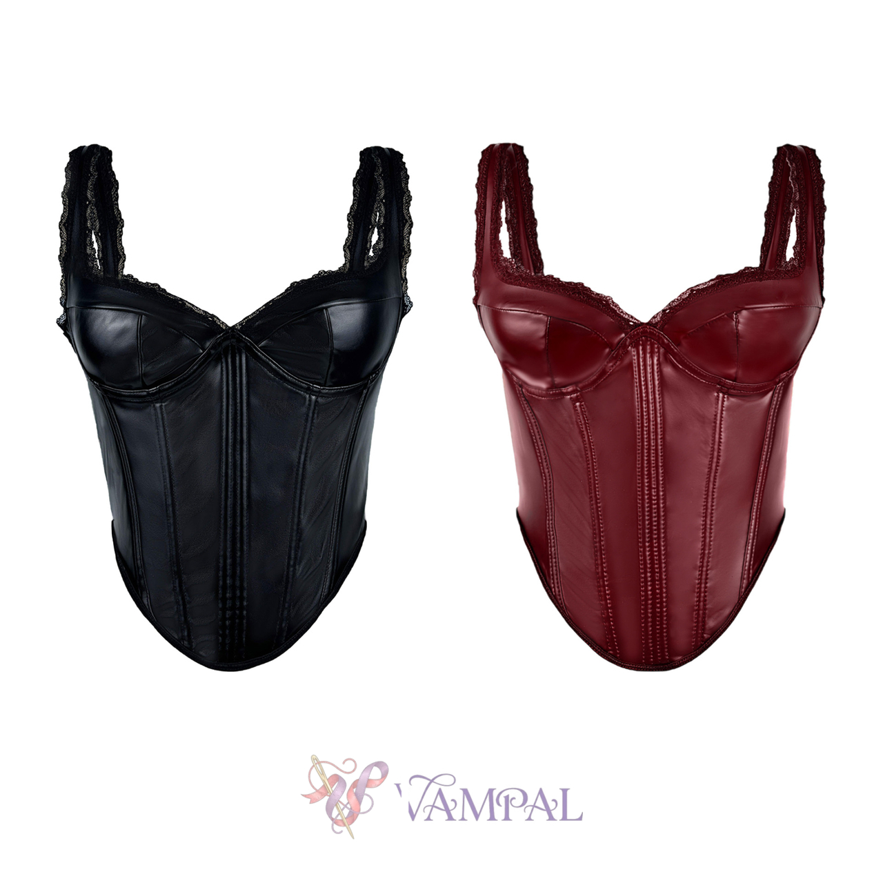 Solid Color Leather Lace Camisole Top Slim Fit Corset Outerwear