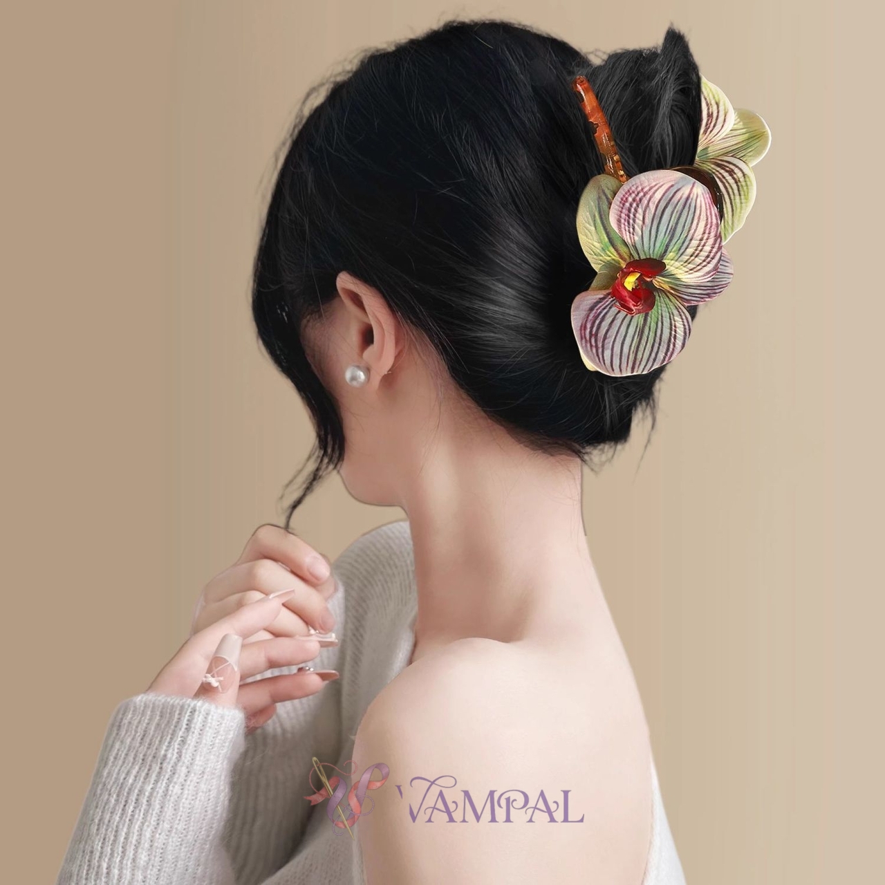 Tinglan Floral Fragrance Chinese Style Hair Claw Clip [Shiguang Custom] Chinese Style Floral Hair Claw Clip For Women Elegant Shark Clip