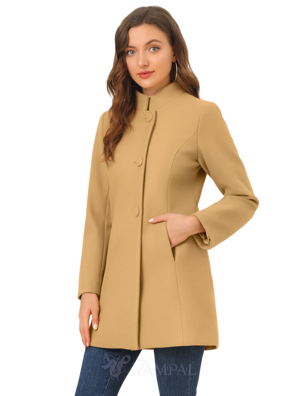 Slim Fit Wool Coat With Insert Pocket Bag And Button