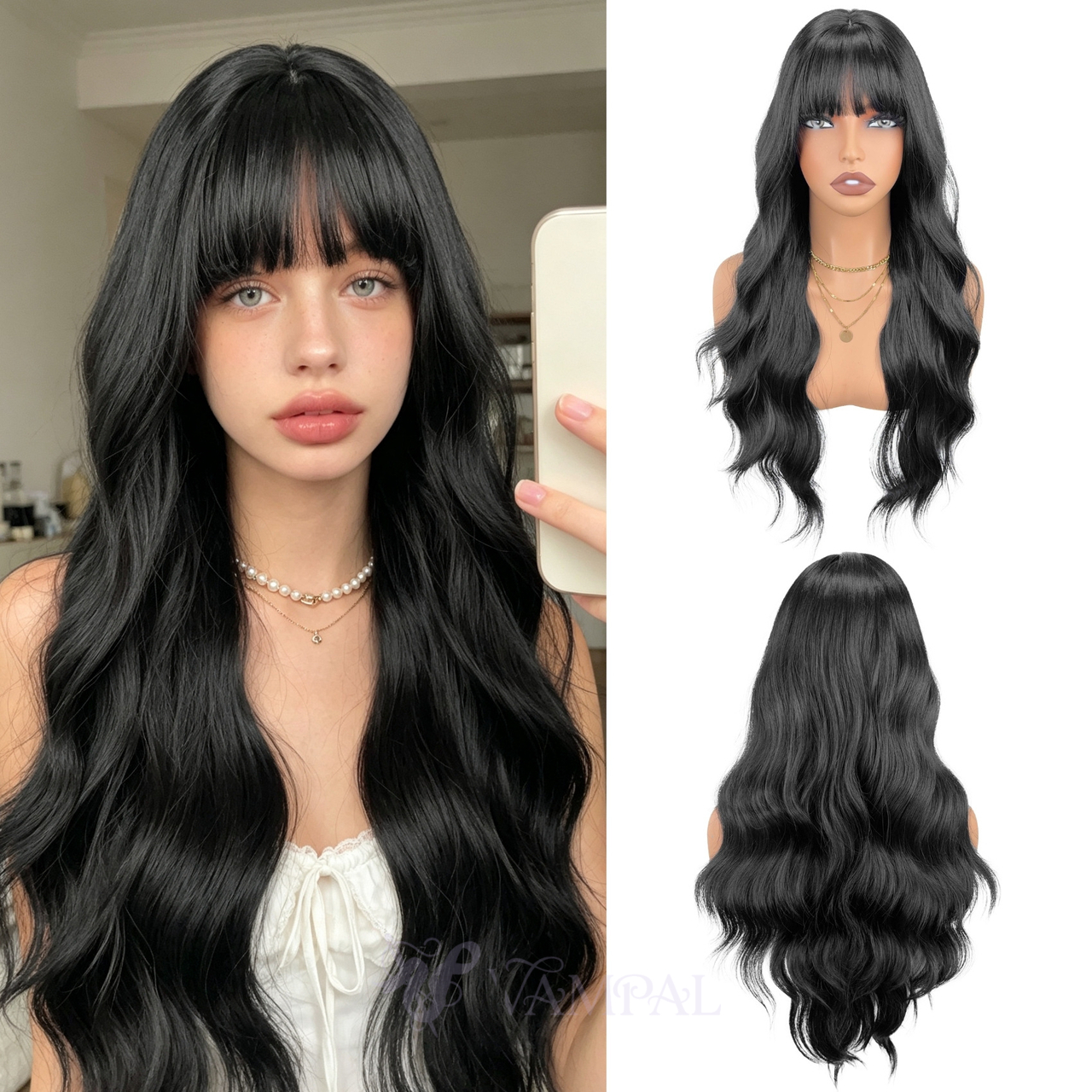 Fluffy Big Wavy Long Curly Wig Natural Multi-Color Full-Head Cap