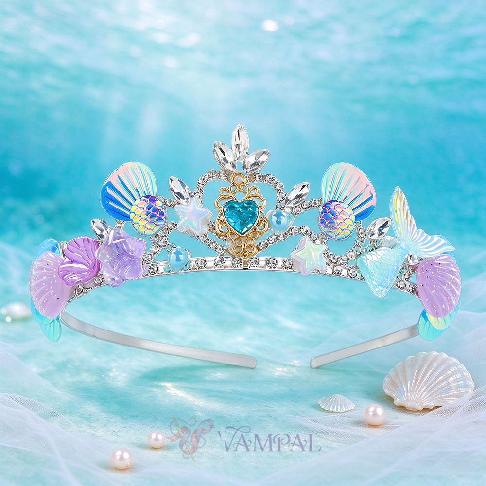 Prinzessinnen-Tiara aus Legierung im Ozean-Design mit Seestern- und Muscheldekoration