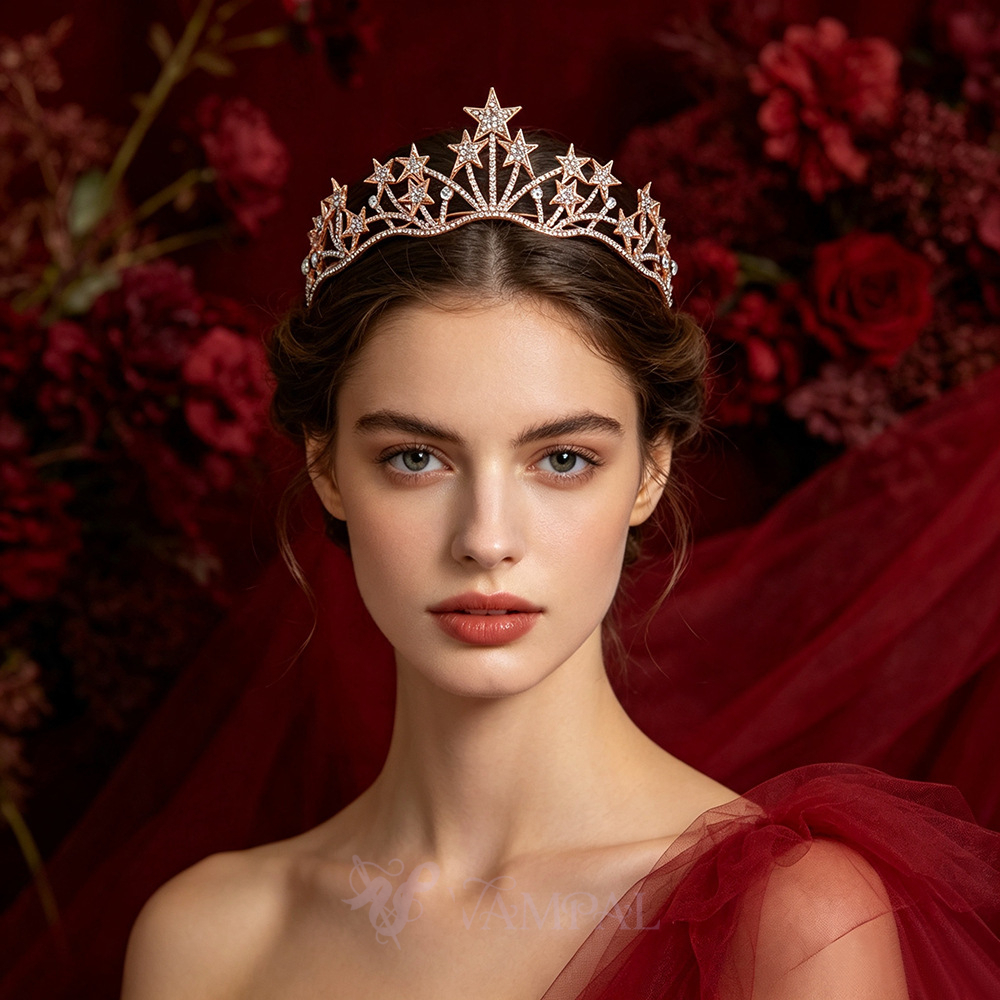 Vintage-Braut-Tiara mit Sternen und Rhinestones