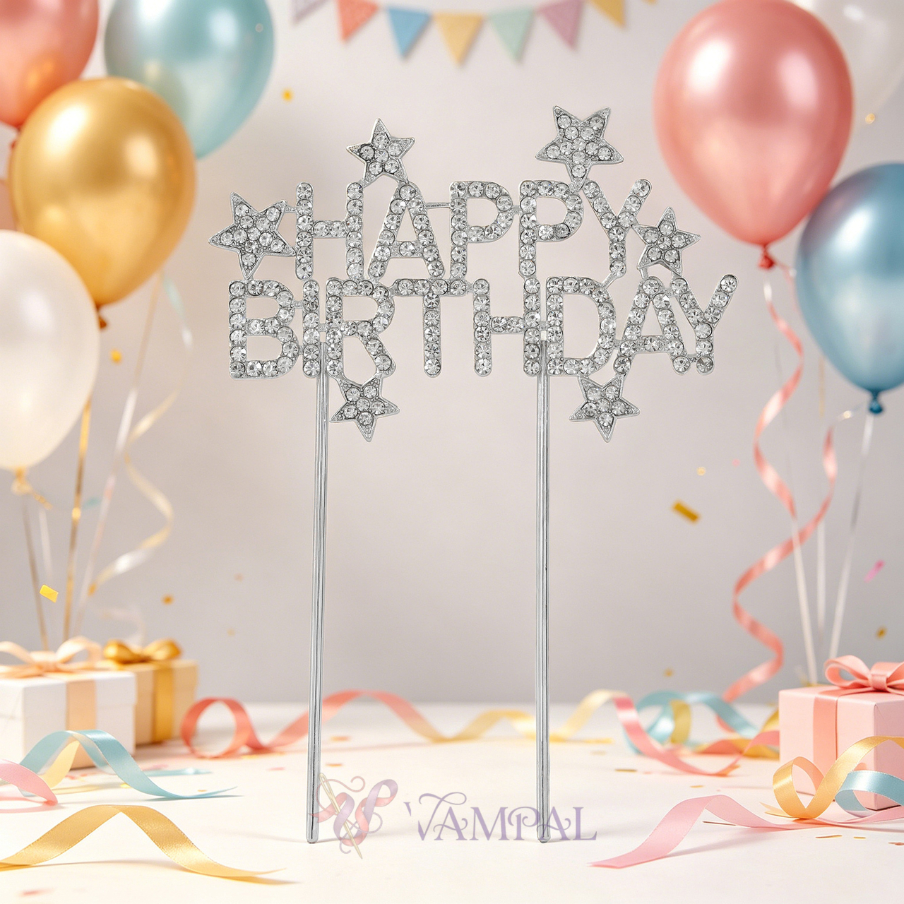 Crystal Rhinestone Cake Topper For Birthday Wedding Decoration