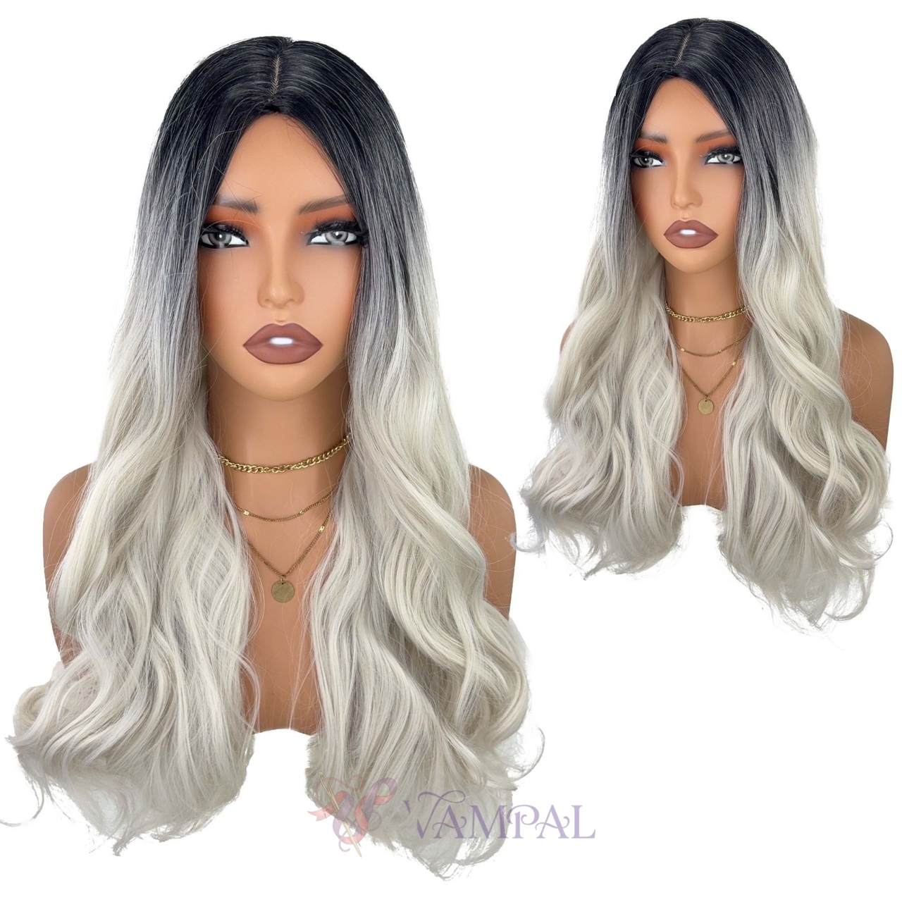 Ombre Big Wavy Middle Part Wig High Temperature Fiber