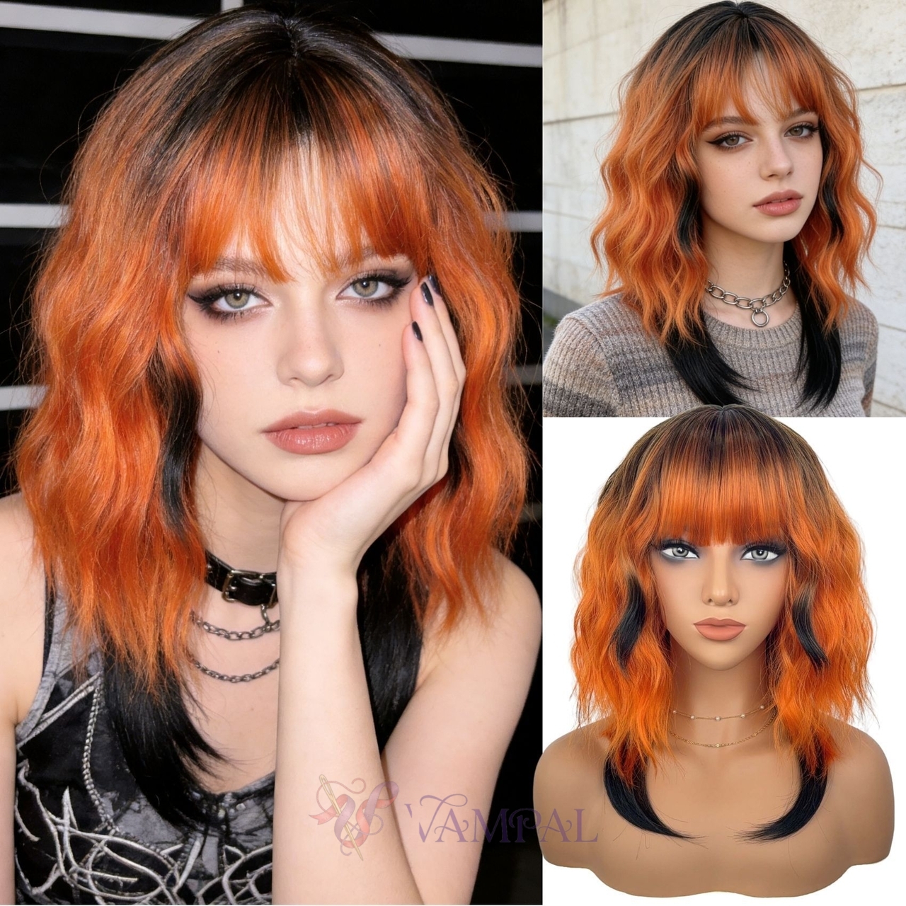 Orange kurze orange lockige synthetische Perücke mit Twist-Zöpfen