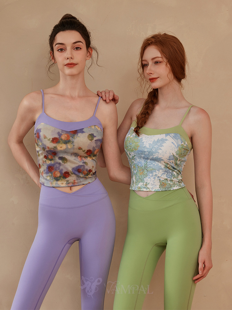 High-End Printed Sports Tank Top For Women Medium-High Support
