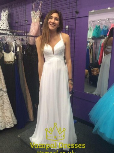 Ärmelloses A-Linien-Langes Prom-Kleid mit gerafftem Oberteil und gekreuztem Rücken