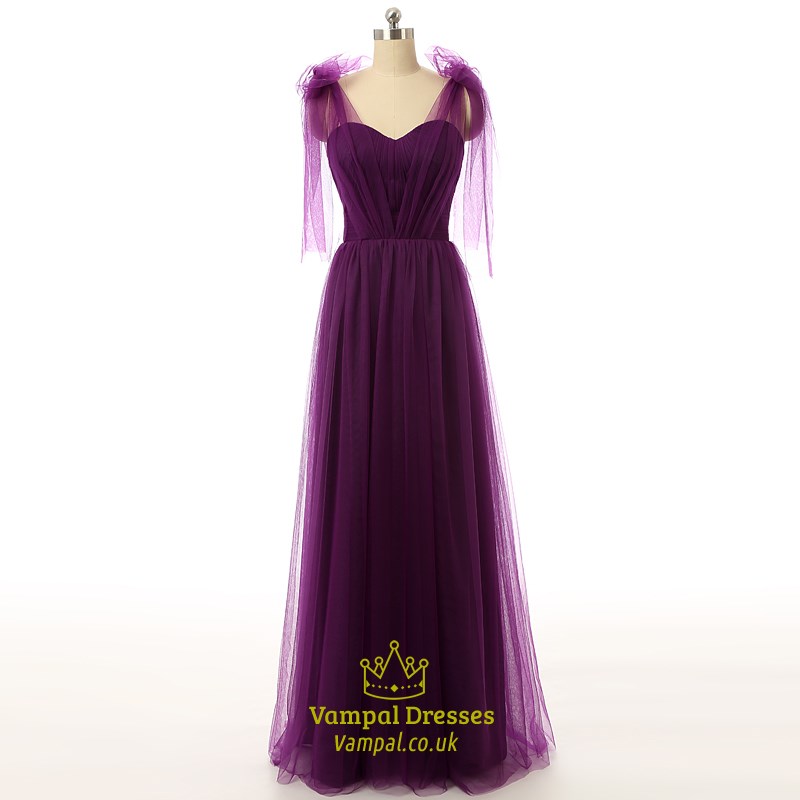 A-Linie-Prom-Kleid lang aus Tüll mit Herzausschnitt und verzierten Schultern
