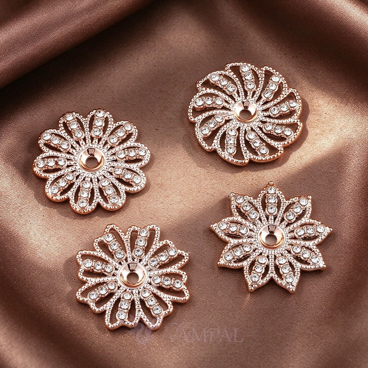 4-piece set Handmade Rhinestone Flower Hair Accessory Corsage Base 4-Piece Set