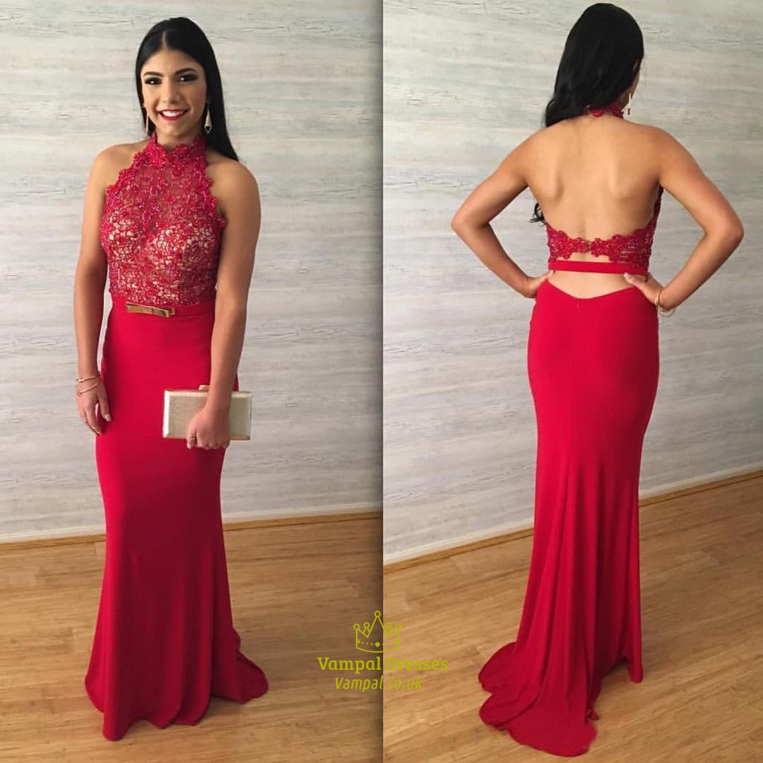 Ärmelloses langes Chiffon-Abendkleid mit Cut-Out-Taille und Spitzenoberteil