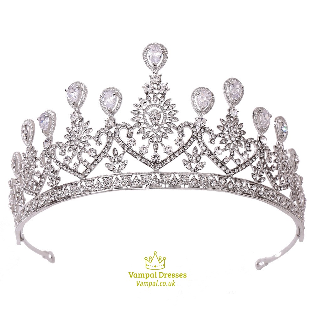 Crystal Heart-Shaped Bridal Tiara Princess Headpiece