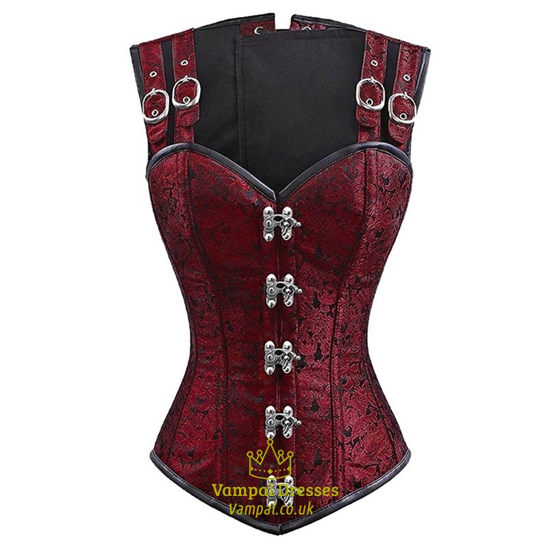12 Steel Boned Double Button Basque Shaper Corset With Straps