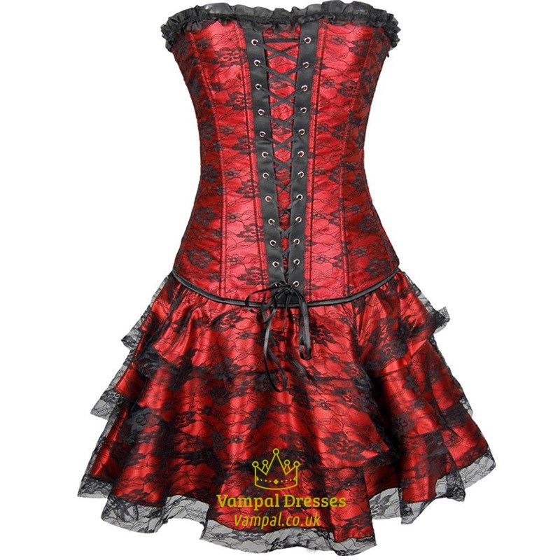 3 Piece Lace Overlay Strapless Layered Basque Shaper Corset