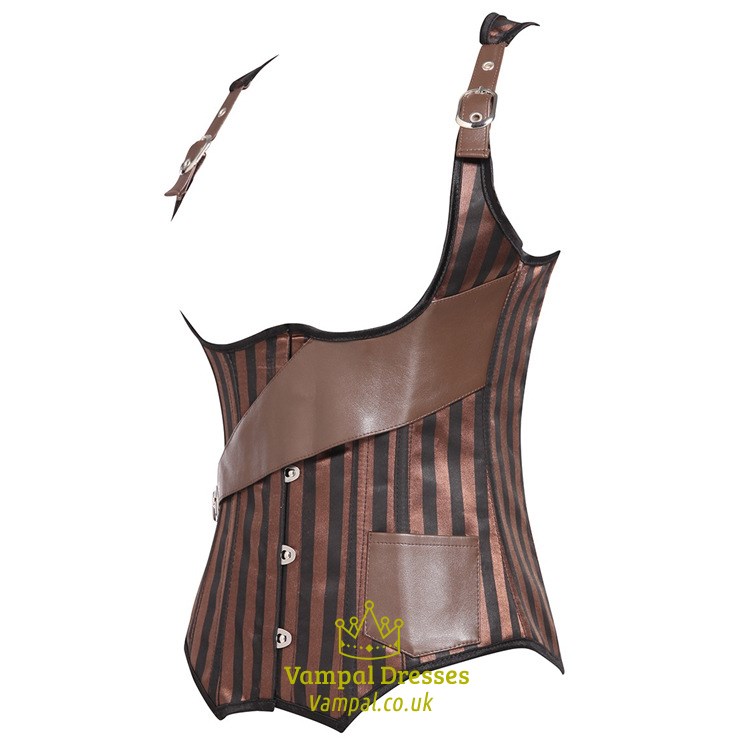 Kaffee gestreiftes Body Shaper Korsett mit Trägern