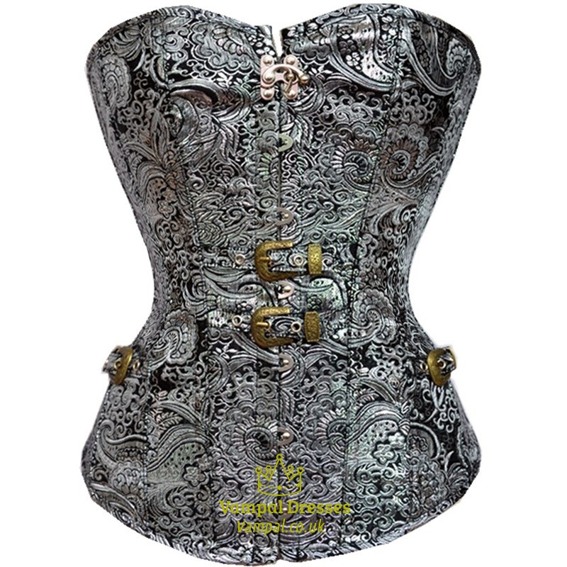 Silver Gothic Jacquard Embroidery Shaper Corset