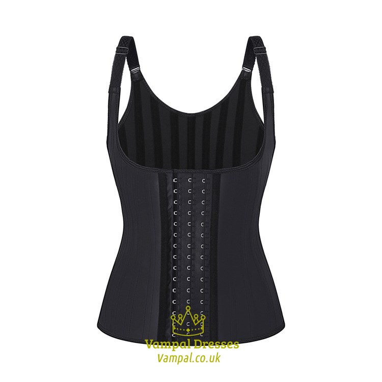 Black Spaghetti Strap Rubber Gather Shaper Corset Lingerie