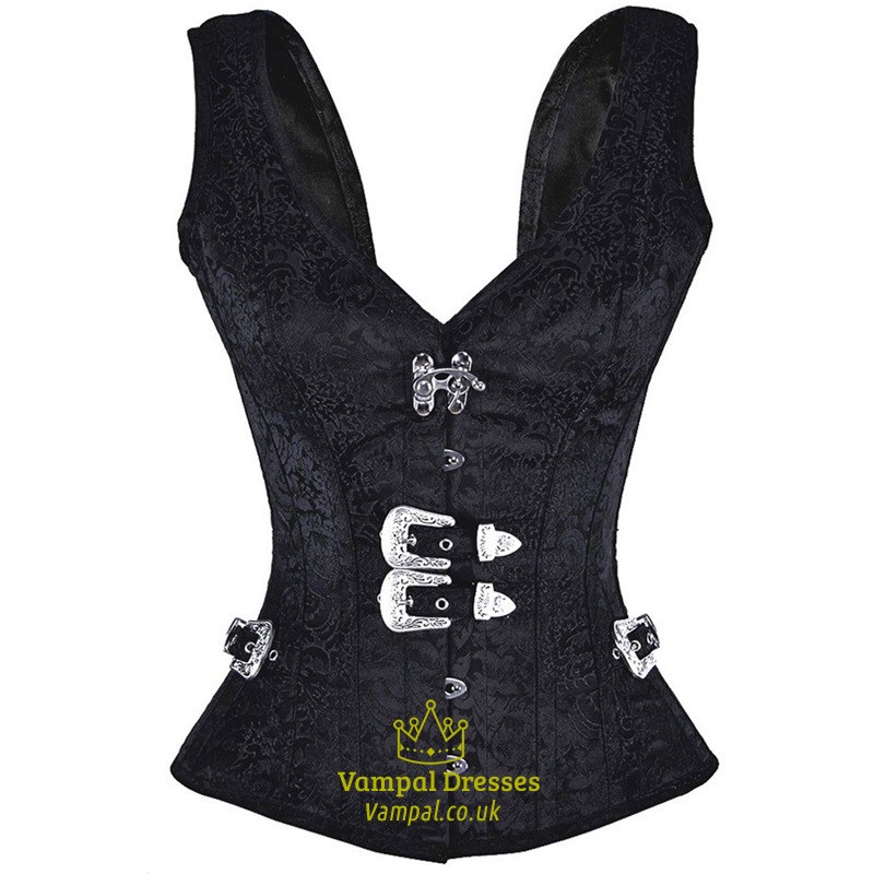 Gothic Steel Boned Embroidery Shaper Corset With Straps