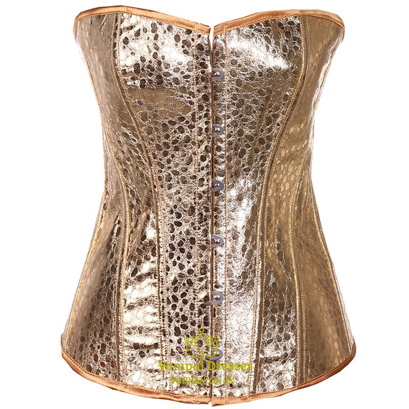 Gold Strapless Corset With Boning