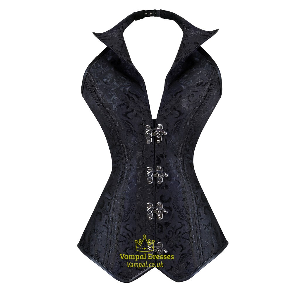 Jacquard Embroidery Halter Shaper Corset With Boning