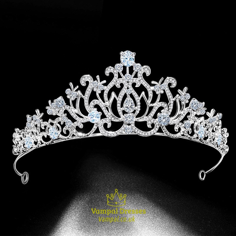 Vintage Zircon Rhinestone Court Princess Crown Bridal Tiara