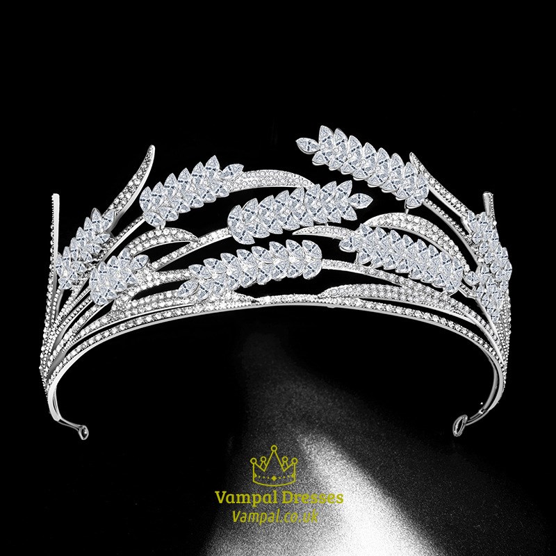 Wheat Princess Crown Bridal Tiara With Rhinestone Accents