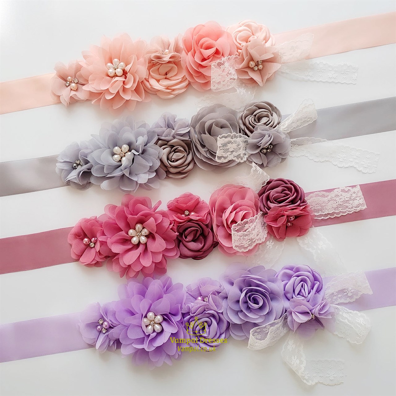 Lace Embellished Floral Mom-To-Be Ribbon Sash