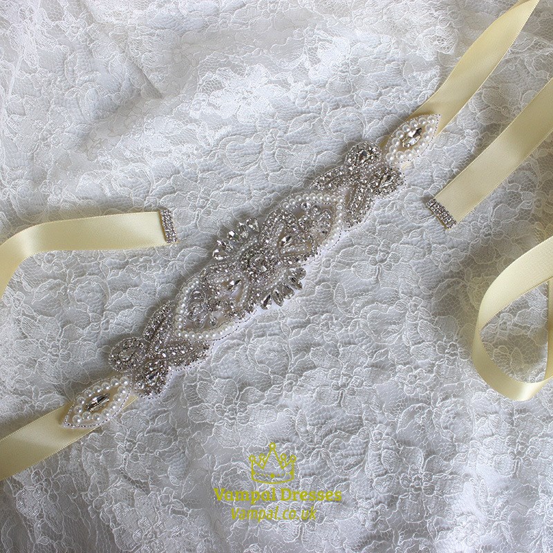 Perlen- und Strass-Sash-Gürtel für Kleider