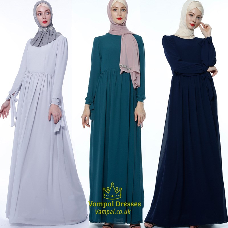 A-Line Chiffon Ramadan Casual Dress With Bows