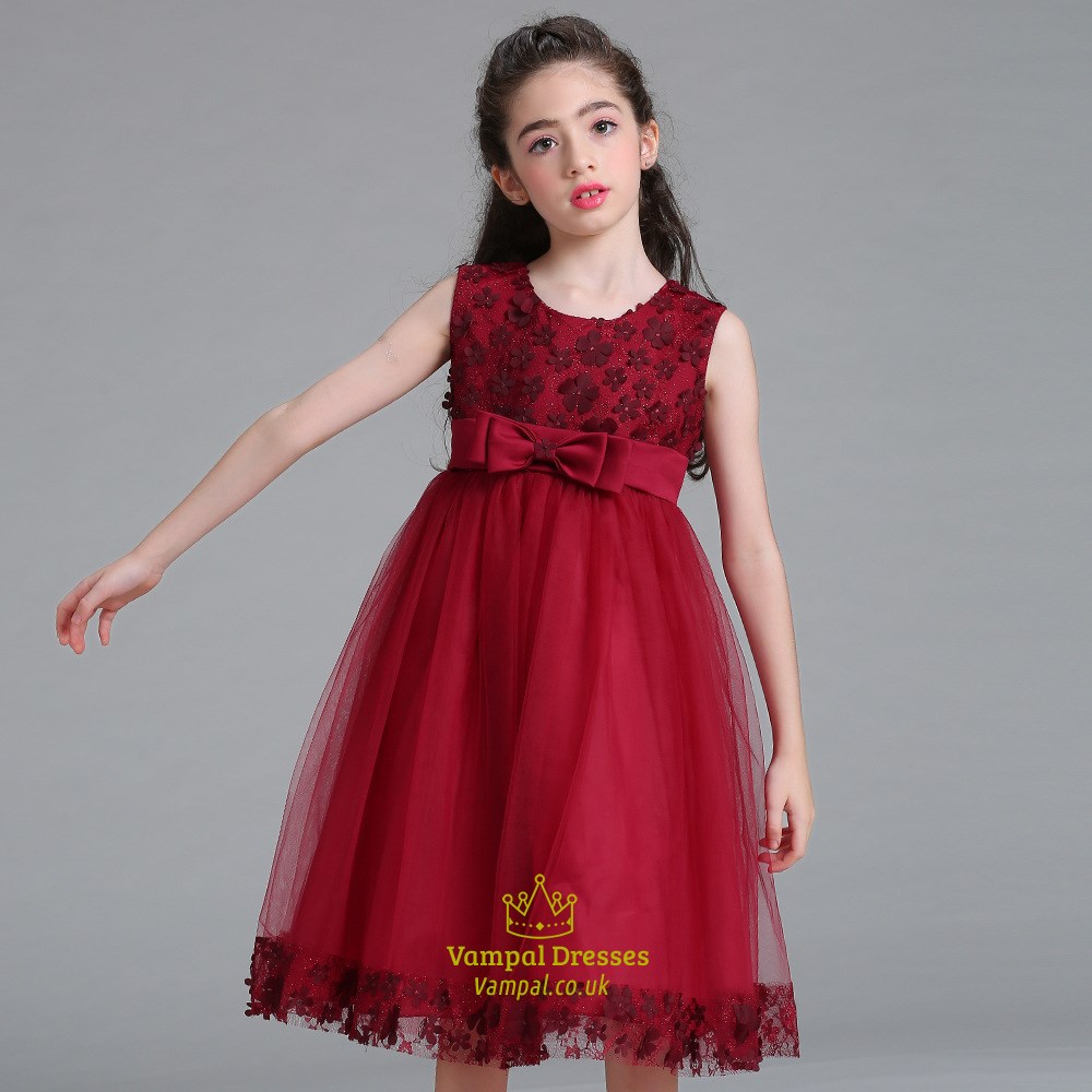Floral Embellished Tulle Birthday Princess Party Dress