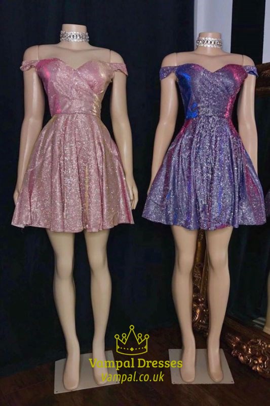Off The Shoulder Short Sequin Homecoming Party Dresses