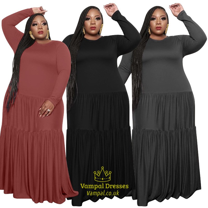 Plus Size Long Sleeve Maxi Dress
