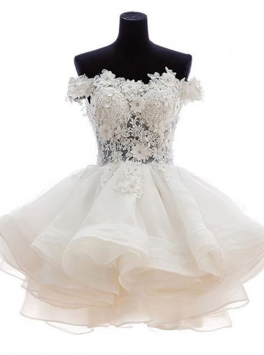 Off The Shoulder Lace Bodice A-Line Homecoming Dress