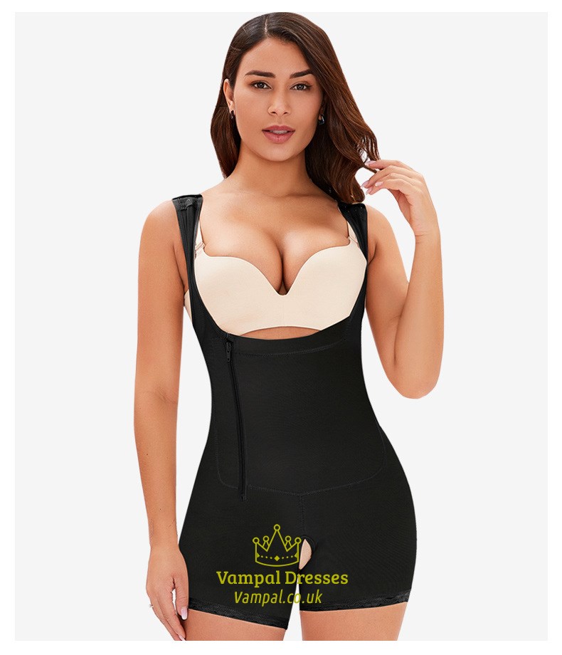 Side Zipper Tummy Control Shapewear Bodysuit With Butt Lifter