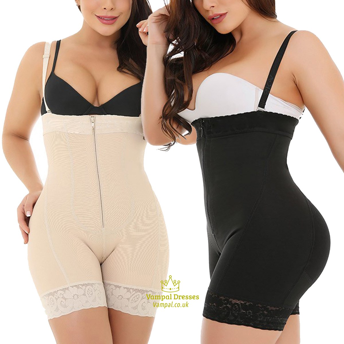 High Waist Butt Lifter Shaper Shorts With Zipper Front
