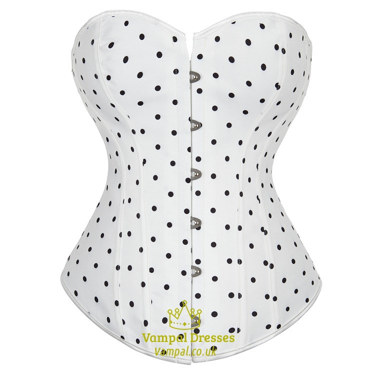 White Polka-Dot Strapless Overbust Shaper Corset