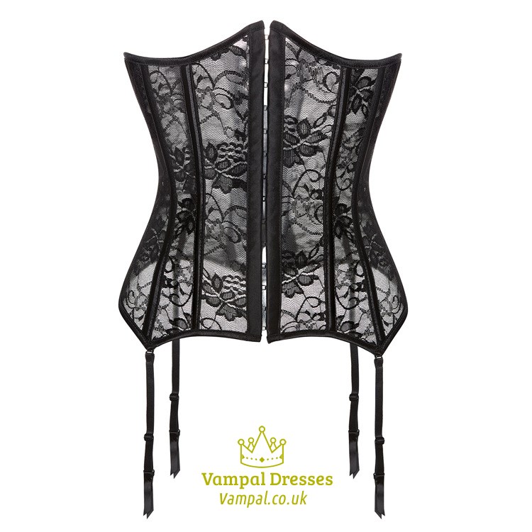 Black Sheer Waist Cinchers Lace Shape Corset