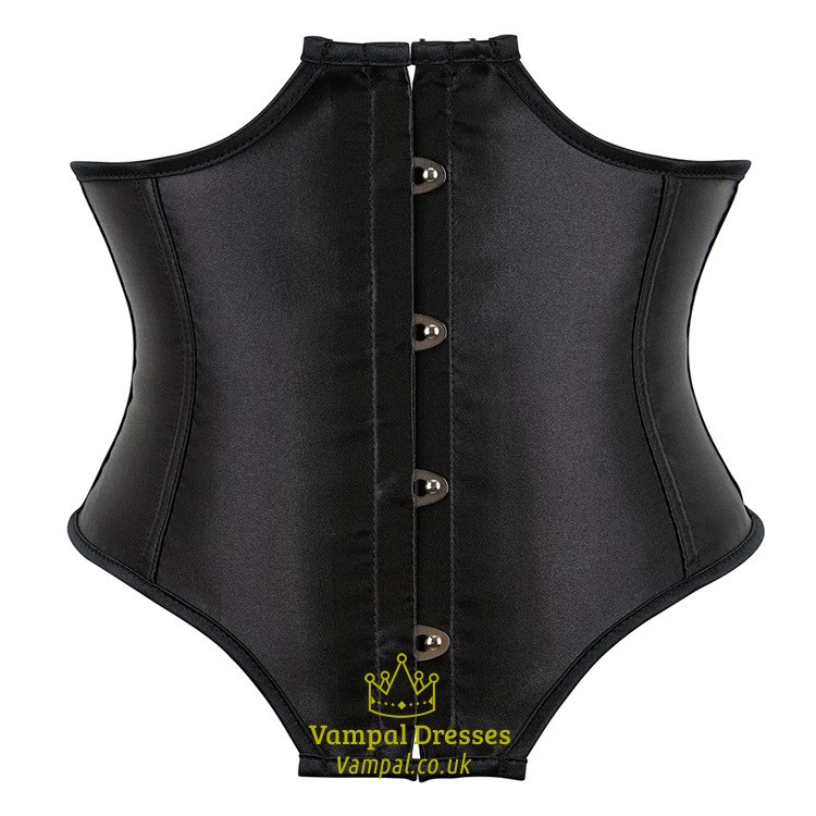 Black Satin Underbust Waist Cincher Corset